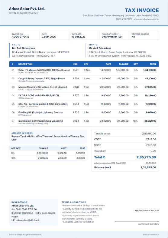 Corporate invoice design