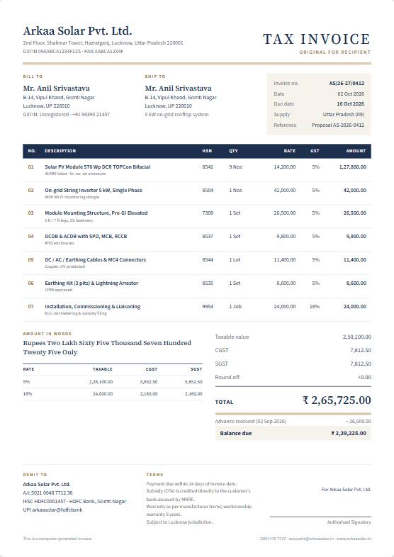 Executive invoice design
