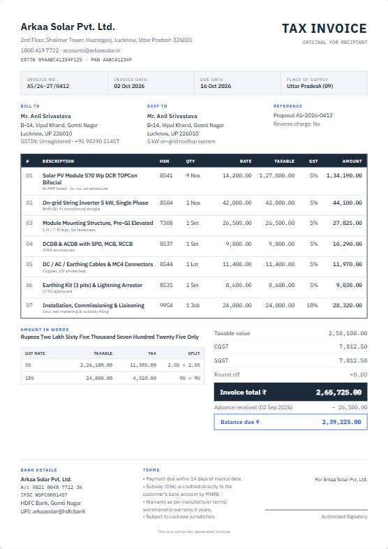 Ledger invoice design