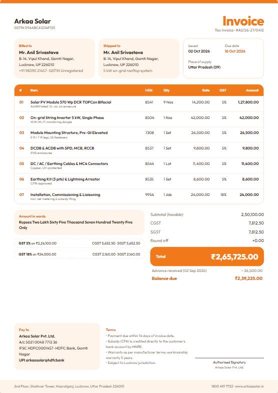 Saffron invoice design