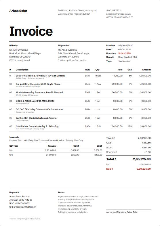 Swiss invoice design